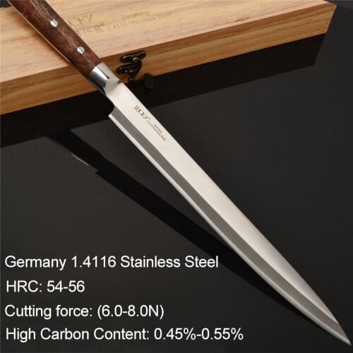 11inch Japanese Sashimi Sushi Kitchen Knife German Stainless Steel Fish Filleting Yanagiba Knives with Rosewood Handle 8.2G