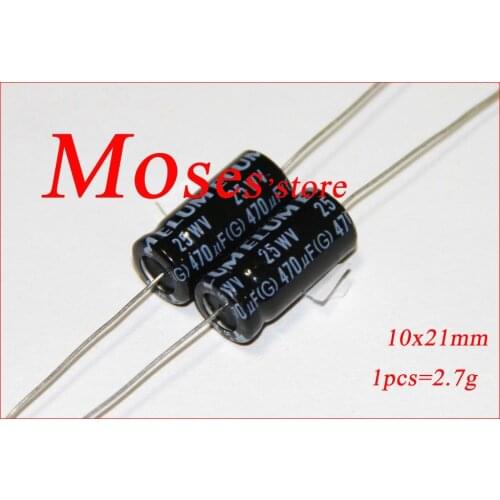 25v 470uf Original New ELUM Axial Audio Electrolytic Capacitor Capacitance 10x20mm +/- 20