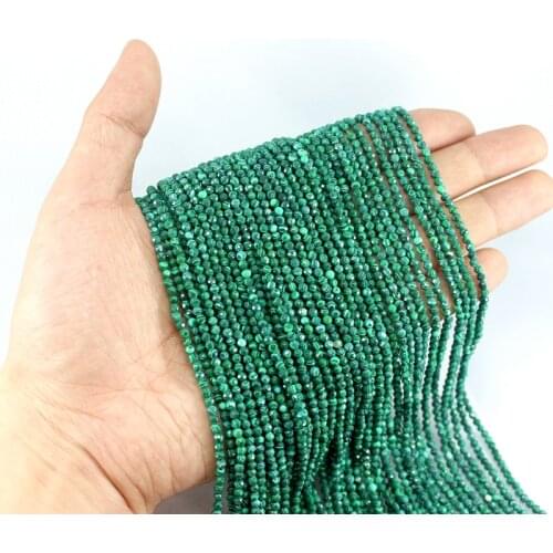 Natural Faceted Malachite Natural Loose Round Beads 2/3/4MM For Jewelry Making DIY Bracelet Necklace 38CM