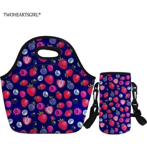 Twoheartsgirl Fashion Portable Insulated Lunch Bag Thermal Food Picnic Lunch Bags For Women Kids Strawberry Print Lunch Box