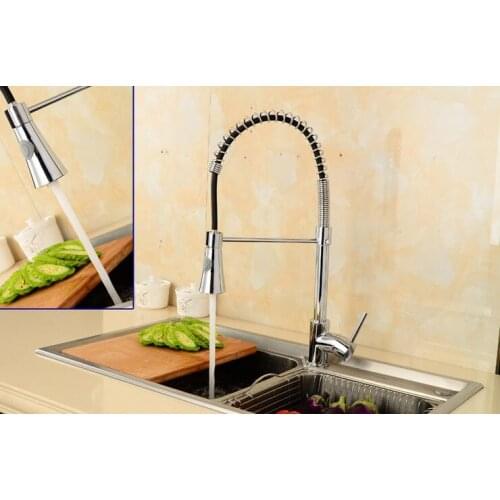 Stretched kitchen faucet mixer hot and cold, Copper sink basin faucet pull out, Rotated single hole dish basin faucet water tap