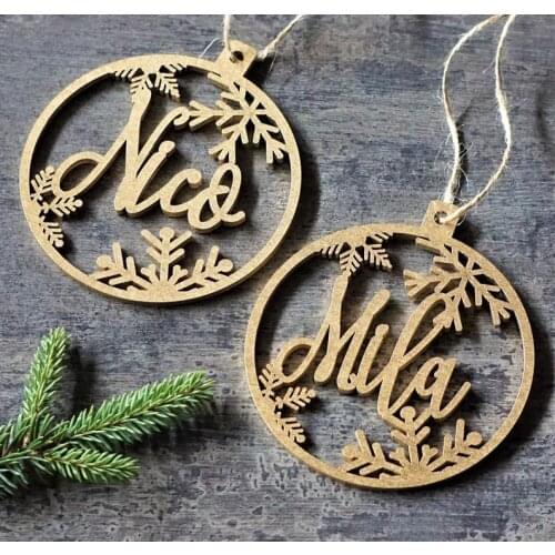 Custom Christmas baubles personalized CHRISTMAS pendants in wood ornament laser cut names CHRISTMAS gift tags with name