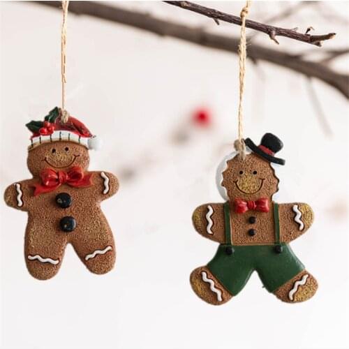 2021 Navidad Christmas Resin Gingerbread Man Pendant Christmas Tree Ornaments Christmas Decorations for Home 2022 New Year Gift