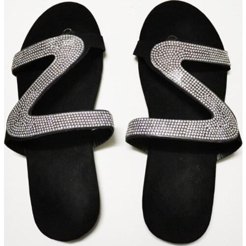 2020 new Spring/summer sandals women bright diamond casual outdoor travel flip flop beach shoes non-slip durable slippers