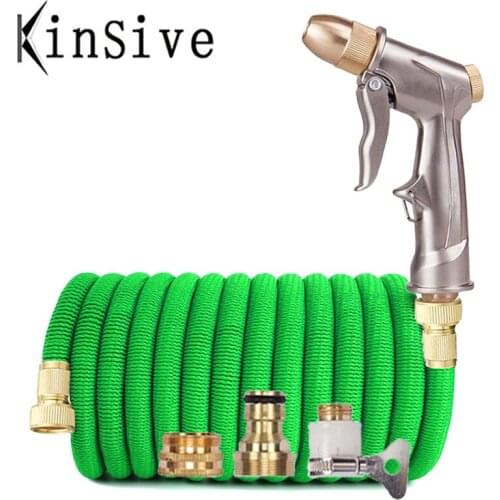 Dropshipping 16FT-150FT Garden Hose Flexible Expandable Flexible Water Hoses High Pressure Car Washer Pipe Spray Gun Irrigation