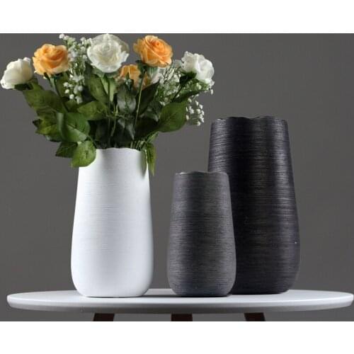 Modern Simulation Dried Flower Ceramic Vase Ornaments Home Livingroom Furnishing Craft Dining Table Cabinet Figurines Decoration