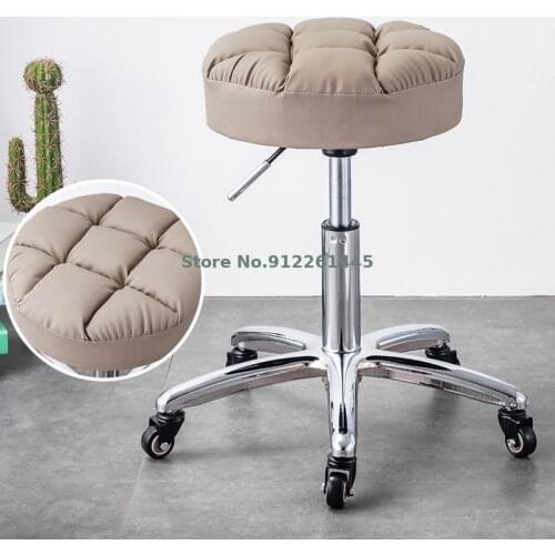 Beauty Stool Pulley Barber Shop Chair Rotating Lift Round Stool Barber Shop Work Stool Nail Salon Special