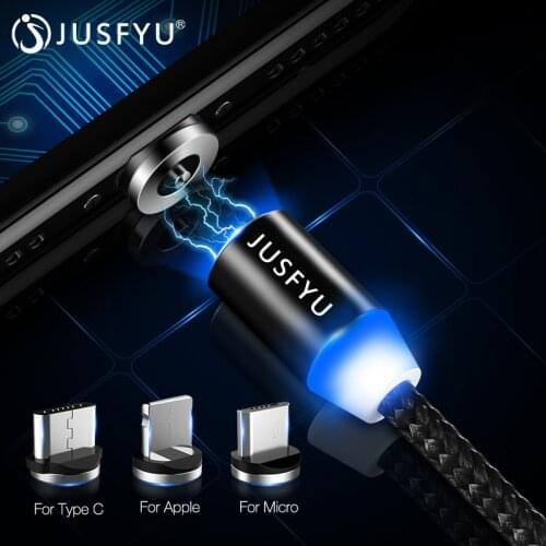 360 LED Degree Strong Magnetic Mobile Phone Cables for iPhone 6 7 8 X Android Micro USB Type C Multi-Tech Charger Charging Cable