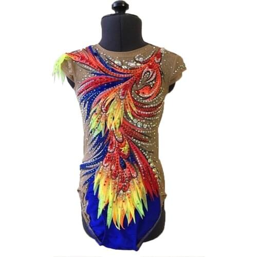 LIUHUO Ice Figure Skating Dress Girls Teens Rhythmic Gymnastics Leotards Women Spandex Orange Crystals Competition Wholesale