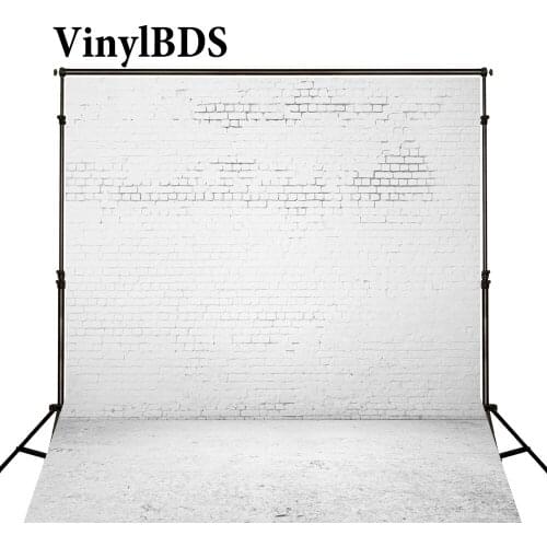 VinylBDS 8X8FT Newborn Baby Photography Backdrop White Solid Brick Wall Backdrop Wood Vintage Backdrop For Photo Shoot