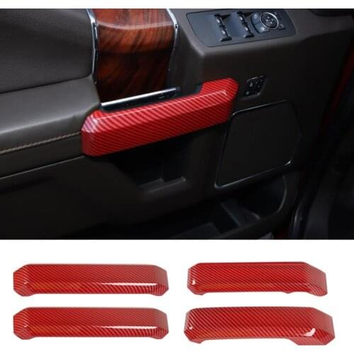 YCCPAUTO 4Pcs/set High Quality ABS Interior Inner Door Handle Trim Cover for Ford F150 2015+ High Quality Car Interior Decoratio