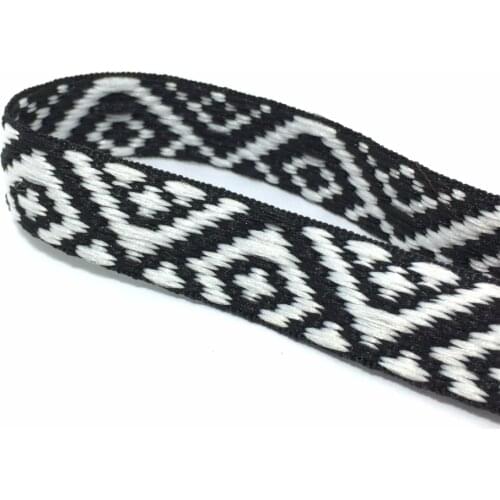 ZERZEEMOOY NEW 1/2" 12MM 10YARD/SETS DOUBLE FACE Black and white GEOMETRIC JACQUARD RIBBON QDZD2017050701