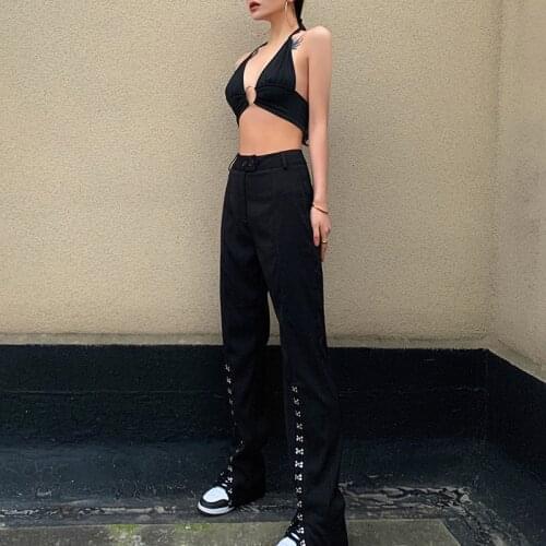 Womens Split Casual Wide-leg Pants European and American Style 2021 Summer New Womens Solid Color Large Size Loose