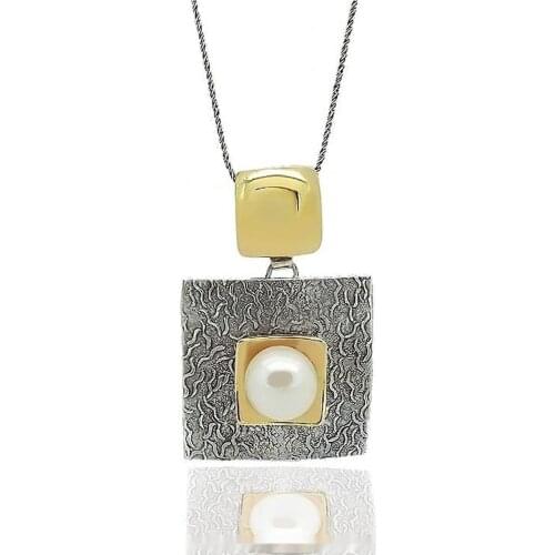 Silver Natural Pearl Cubic Zirconia Women Pendant