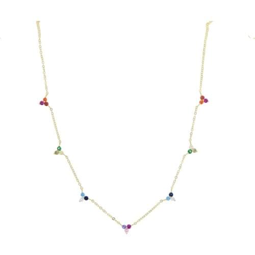 925 Sterling Silver Triangle CZ Pendant Necklaces mini round cz charm drop chokers for Women Fashion Jewelry Mothers Day gifts