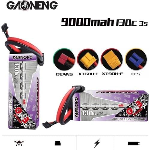 1/2/3PCS GAONENG GNB 11.4v 9000mAh 130C PLUS LiPo Battery For RC Car Racing Spare Parts With Shell Upgrade LiHV 3S Battery