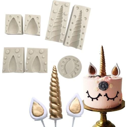1PC/ 2PCS Unicorn/Ear/Eye silicone mold fondant mold cake decorating tools chocolate gumpaste mould