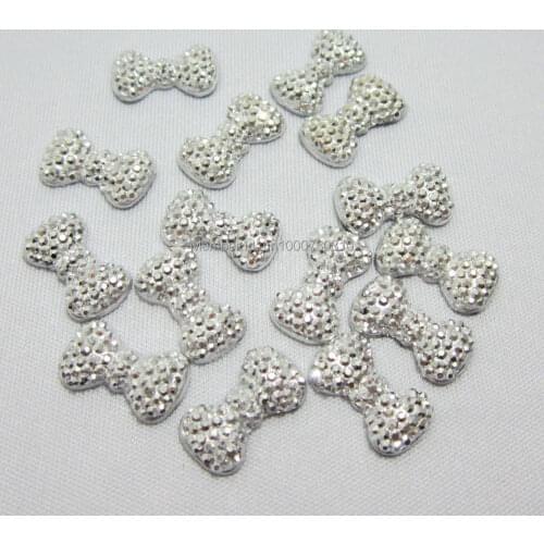 100pieces/lot 7mm*12.5mm Resin BOW FlatBack Appliques/Wedding decoration /craft DIY-C251