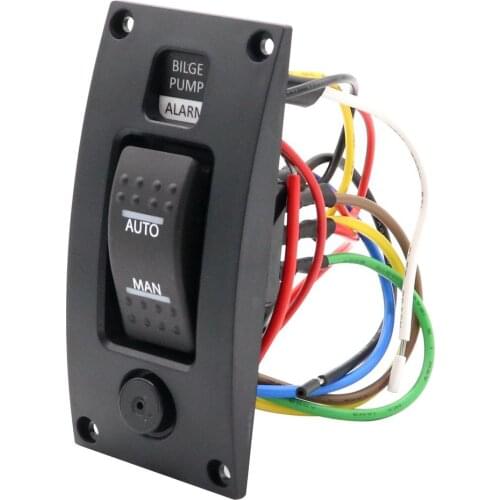 12-24V Bilge Pump Switch Panel with Alarm 85db Buzzer Automatic-off-manual ABS Low Pressure Switch for Boat RV Yacht