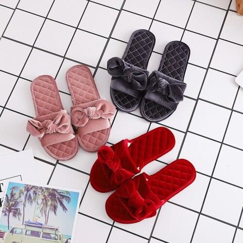 2021 New Gold Velvet Cotton Slippers Womens Fashion Home Slippers Solid Color Warm Shoes Flat Bottom Women House Slippers