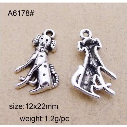 50pcs Tibetan Silver Plated Dogs Charms Pendants For Bracelet Necklace Jewelry Making DIY Handmade Craft 22x12mm