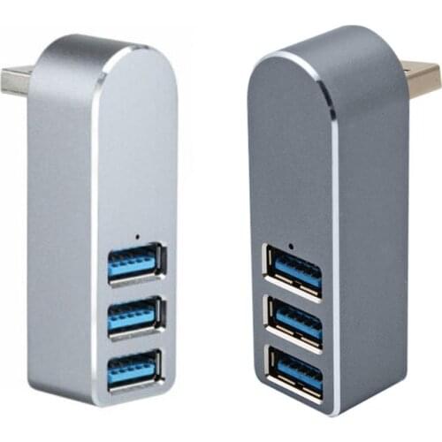 Aluminum Alloy Mini 3 Port USB 3.0 Hub High Speed Rotary USB Splitter Adapter for Laptop Notebook PC Computer Accessories