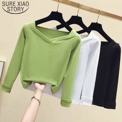 Blusas Mujer De Moda 2021 Avocado Green V Collar Shirt New Summer Autumn Slim Striped Long Sleeve Women Tops Blouses 6299 50
