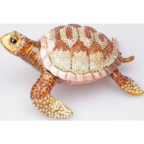 Large Czech Crytal Turtle Trinket Box Jewelry Box Feng Shui Turtle Display Crafts