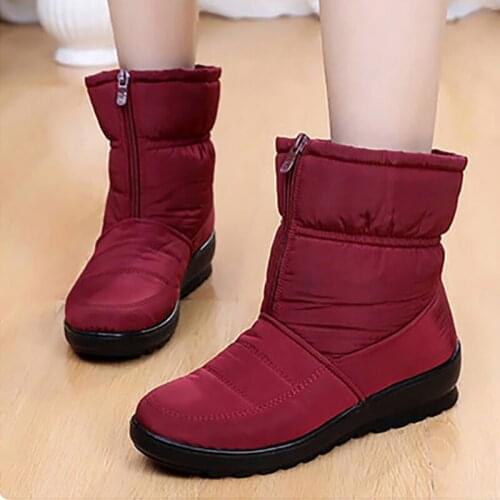 Platform Boots Women Warm Shoes Winter Snow Boots Fur Wedge Shoes Casual Ladies Zipper Boots Plush Black Botas Mujer 2020 New