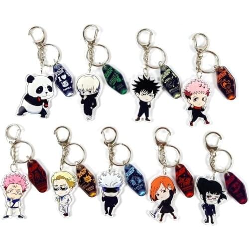 Jujutsu Kaisen Keychain Man Acrylic Key Chain Women Key Holder Cartoon Cute Couples Keyring Anime Key Ring Wedding Alloy Brelok