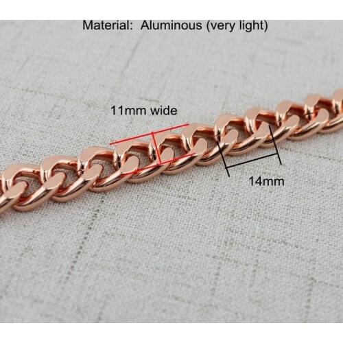 10 meters 11mm wide Rose gold finish aluminous chain,light chains for women bags purse strap replacement