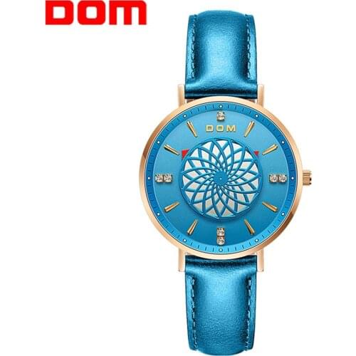 DOM New Women Watches Luxury Brand Ladies Dress Wristwatch Waterproof Leather Elgent Women Clock Montre Femme Girls Gifts New