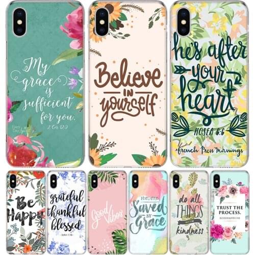 Bible Quotes Flower Phone Case for Apple Iphone 11 12 X Xs Pro Max Mini XR 7 8 6 6s Plus 7G 6G 5G 5S 5 SE +Shell Cover Coque 202