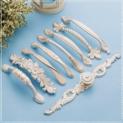 Zinc Aolly Ivory White Cabinet Handles Kitchen Cupboard Door Pulls Drawer Knobs European Fashion Furniture Handle Hardware