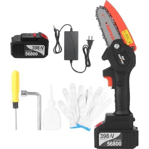 21V Electric Chainsaw Cordless Electric Brush Pruning Saw 1/2 Pack Rechargeable Lithium Battery Powered Tree Pruning Garden Tool