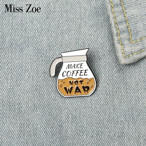 Coffee Pot Enamel Pins Custom Make Coffee Brooches Bag Clothes Lapel Pin Cafe Badge Cartoon Jewelry Gift for Kids Friends