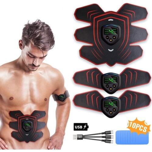 Ems Abs Muscle Stimulation Trainer Electro Stimulator with LCD Display for Men Women Gym Training Belt Toning Slimming Massage