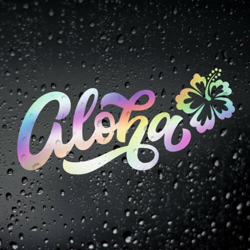FD585 Aloha Oil Slick Chrome Sticker For Campervan Surf T25 T4 T5 Hawaiian Lei Hibiscus Auto Accessories