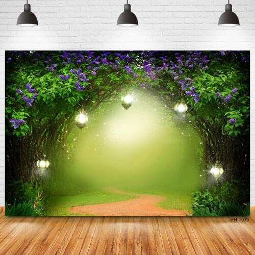 Wonderland Forest Jungle Road Grass Flowers Trees Backdrops Photography Dreamy Backgrounds For Photo Studio Birthday Photocall