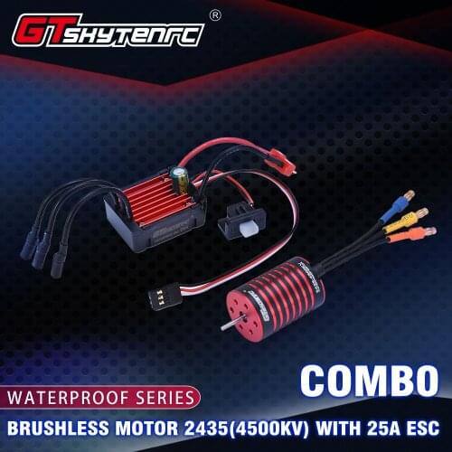 2019 New GTSKYTENRC Combo 2435 4500KV 4800KV Brushless Motor w/ 25A Brushless ESC for 1:16 1:18 RC Buggy Drift Racing Car
