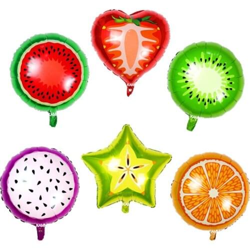 KAMMIZAD 18inch fruit balloons Watermelon strawberry happy birthday candy party decorations globos Summer Supplies Kids Toy