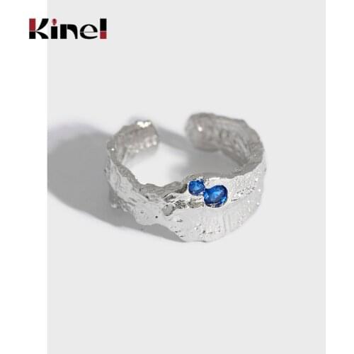 Kinel 925 Sterling Silver Irregular Minimalist CZ Rings for Women Adjustable Open Jewelry Japanese Korean Style Party Gifts