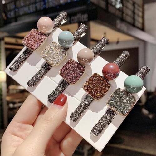 Colorful Sequins Barrette Hairpin Spring Clip For Women Shiny Long Colored Rhinestone Hair Accessories Clip Hair Claw Wholesale