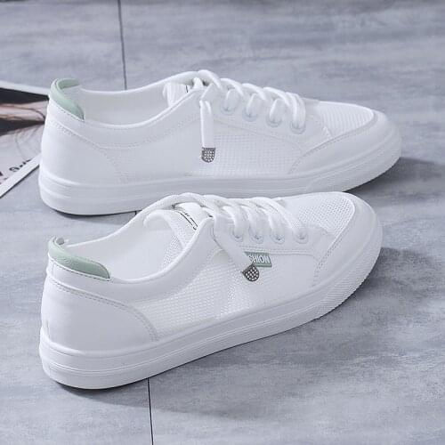 Women Sneakers Womens Vulcanize Shoes Spring Autumn Breathable Flats Solid Color Mesh Shoes Young Woman Casual White Shoes