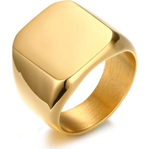 Big Blue Black Gold Silver Color Men Statement Solid Rings Stainless Steel Fashion Jewelry High Polish Size 7 8 9 10 11 12