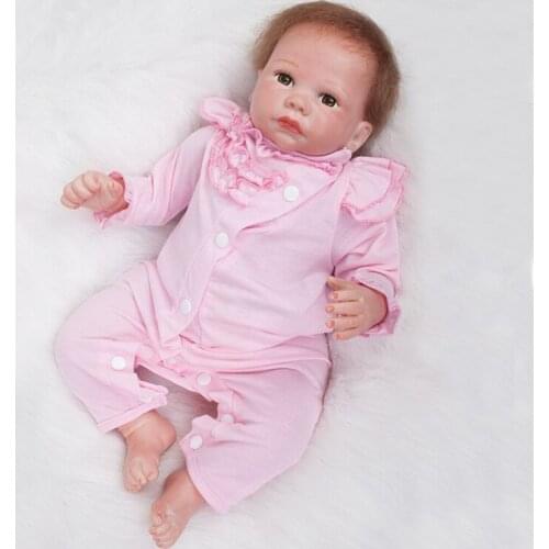 Nicery 20inch 50cm Bebe Doll Reborn Soft Silicone Boy Girl Toy Reborn Baby Doll Gift for Children Pink Hat Pink Trousers