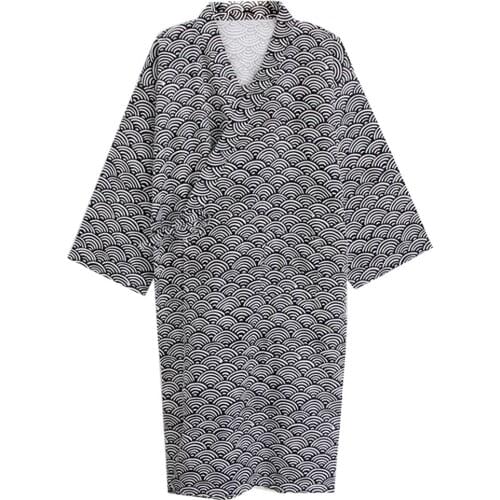 Summer Men Sleep Fashion Printing Kimono Robe Plus size Sleepwear Oversized Nightgown Loose Mid Length Bathrobe ナイトガウン