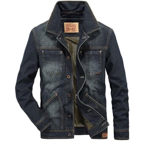 Mcikkny 2020 Spring Men Cargo Casual Denim Jackets Turn Down Collar Vintage Jeans Jackets For Male Outwear Multi Pockets