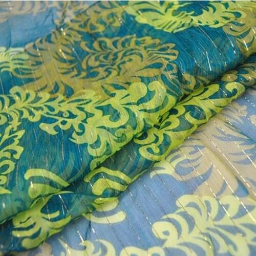 Metallic Bling Silk Georgette Shimmer Floral Printed Qualified Shiny Silk Breathable Fabric