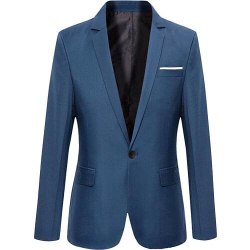 2019 S-4XL Mens Formal Slim Fit Formal One Button Suit Long Sleeve Notched Blazer Cotton Blend Coat Jacket Top